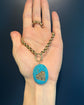 VICTORIAN DIAMOND LEAF & PAVÉ TURQUOISE BOMBE PENDANT