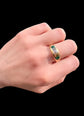 ANTIQUE DIAMOND & EMERALD FLUSH SET RING