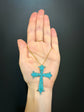 For Chryssa 19TH CENTURY FRENCH PAVÉ TURQUOISE CROSS PENDANT