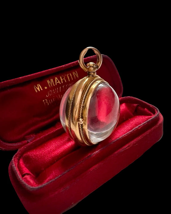 VICTORIAN ROCK CRYSTAL & 15CT GOLD POOL OF LIGHT SPHERE PENDANT