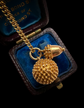 ANTIQUE 18CT GOLD MINI ACORN & CHESTNUT PENDANT