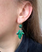 VICTORIAN MALACHITE & SILVER IVY LEAF EARRINGS