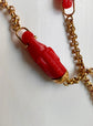 EARLY 19TH CENTURY CARVED CORAL HORSE & 18CT NECKLACE