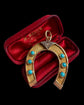 LARGE 18CT GOLD TURQUOISE & DIAMOND HORSESHOE PENDANT