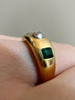 ANTIQUE DIAMOND & EMERALD FLUSH SET RING