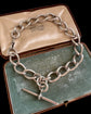 HUGE VICTORIAN TWIST OPEN CURB SILVER ALBERT CHAIN