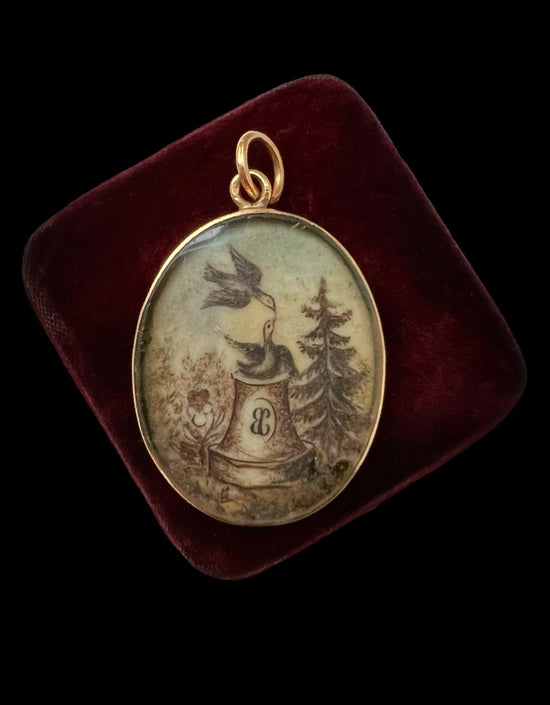 19TH CENTURY SEPIA ‘LOVE TOKEN’ PENDANT
