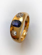 ANTIQUE SAPPHIRE & DIAMOND FLUSH SET RING