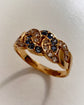 ANTIQUE DIAMOND & SAPPHIRE 18CT GOLD CHAIN RING