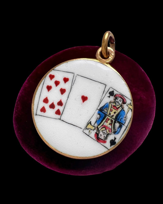 VINTAGE DOUBLE SIDED ROULETTE & PLAYING CARD DISC PENDANT