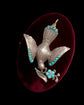 VICTORIAN SILVER & TURQUOISE DOVE PENDANT WITH ORIGINAL BOX