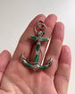 VICTORIAN MALACHITE & SILVER ANCHOR PENDANT