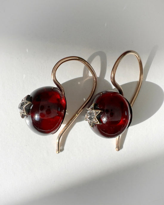 VICTORIAN GARNET & DIAMOND EARRINGS