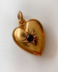 VICTORIAN 15CT GOLD & GARNET PUFFY HEART PENDANT