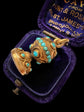 VICTORIAN 15CT GOLD & TURQUOISE INTAGLIO FOB PENDANT