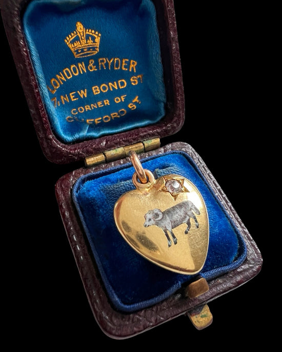VINTAGE ZODIAC ‘ARIES’ RAM HEART PENDANT