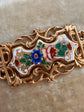EARLY 19TH CENTURY 18CT GOLD ENAMEL EARRINGS AND BROOCH DEMI PARURE