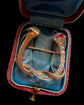 19TH CENTURY DIAMOND & RUBY DOUBLE HORSESHOE NAIL BROOCH
