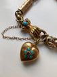 GEORGIAN 15CT GOLD BRACELET WITH A GEM SET HAND, SNAKE & HEART CLASP