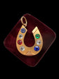VICTORIAN 18CT GOLD & MULTICOLOUR PASTE HORSESHOE PENDANT