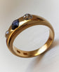 ANTIQUE SAPPHIRE & DIAMOND FLUSH SET RING