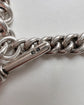HEAVY ANTIQUE SILVER CURB ALBERT CHAIN WITH TBAR