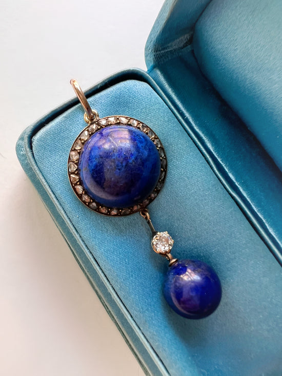 VICTORIAN LAPIS LAZULI & DIAMOND PENDANT