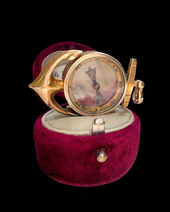 VICTORIAN 18CT GOLD ANCHOR COMPASS