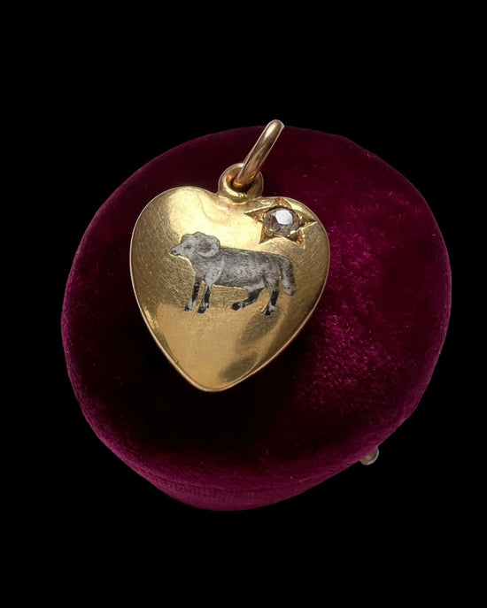 VINTAGE ZODIAC ‘ARIES’ RAM HEART PENDANT