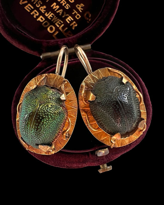 VICTORIAN SCARAB BEETLE EARRINGS