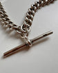 ANTIQUE CHUNKY SILVER CURB ALBERT CHAIN WITH T-BAR