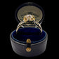 19TH CENTURY DIAMOND RING WITH BLACK ENAMEL SCROLL BAND