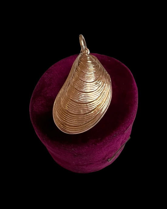 VICTORIAN 9CT GOLD MUSSLE SHELL LOCKET PENDANT