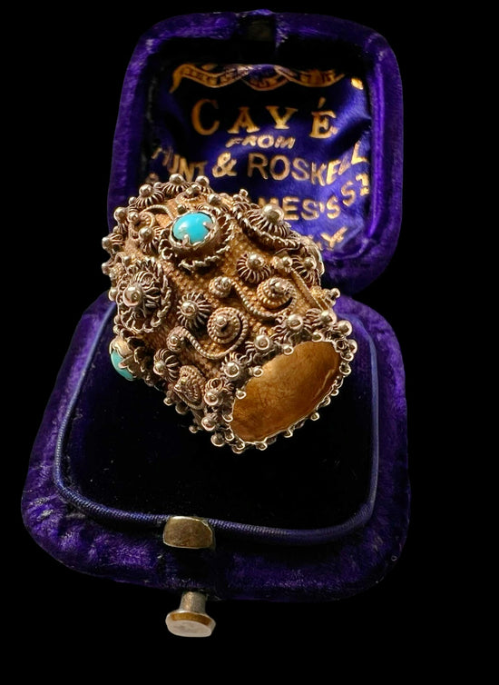 GEORGIAN REGENCY HIGH CARAT GOLD & TURQUOISE SLIDER PENDANT