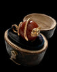 VICTORIAN 15CT GOLD COILED SNAKE & GOLDSTONE SPHERE PENDANT