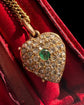 ANTIQUE 15CT GOLD DIAMOND & EMERALD HEART LOCKET