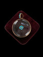 VICTORIAN GLASS LOCKET WITH PANSY FLOWER CENTRE & TURQUOISE BAIL
