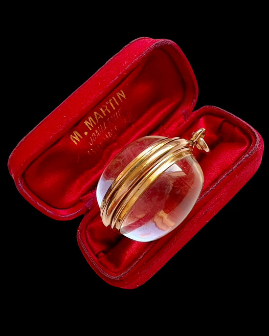 VICTORIAN HUGE ROCK CRYSTAL & 10CT GOLD SPHERE / POOL OF LIGHT PENDANT