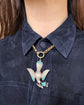 VICTORIAN SILVER & TURQUOISE DOVE PENDANT WITH ORIGINAL BOX