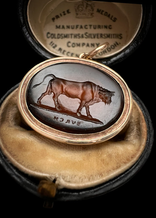 ‘BURCH’ BULL INTAGLIO PENDANT