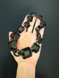 VICTORIAN WHITBY JET GEOMETRIC COLLAR NECKLACE