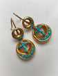 VICTORIAN TURQUOISE & 18CT GOLD EARRINGS