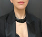 VICTORIAN WHITBY JET GEOMETRIC COLLAR NECKLACE