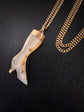 EARLY VICTORIAN MOTHER OF PEAL & HIGH CARAT GOLD BOOT PENDANT