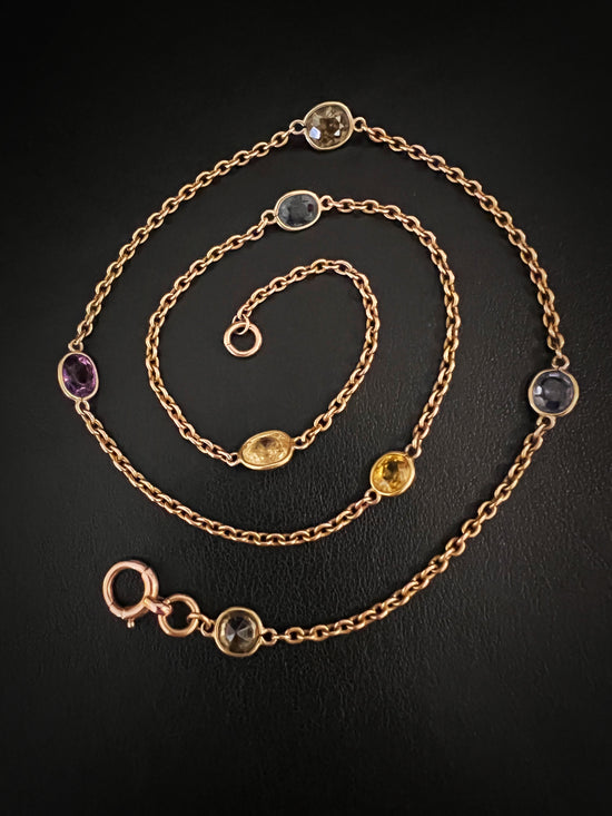 ANTIQUE 15CT & MULTI GEM CHAIN