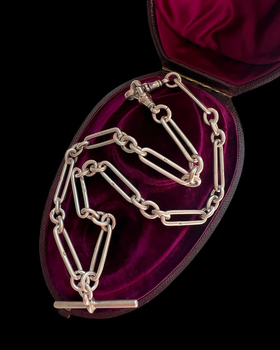ANTIQUE SILVER PAPERCLIP ALBERT CHAIN