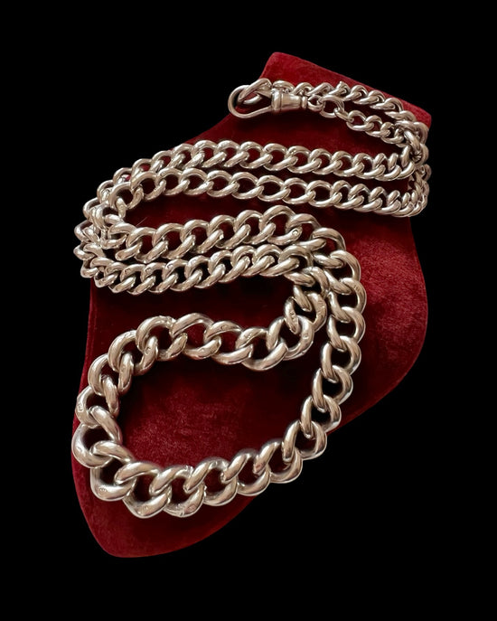ANTIQUE CHUNKY SILVER CURB CHAIN