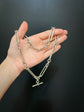 ANTIQUE SUPER CHUNKY SILVER PAPERCLIP ALBERT CHAIN