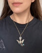 VICTORIAN SILVER & TURQUOISE DOVE PENDANT WITH ORIGINAL BOX