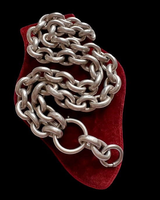 ANTIQUE CHUNKY SILVER CABLE LINK CHAIN